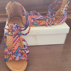 Women Geometric Pattern Gladiator Sandals